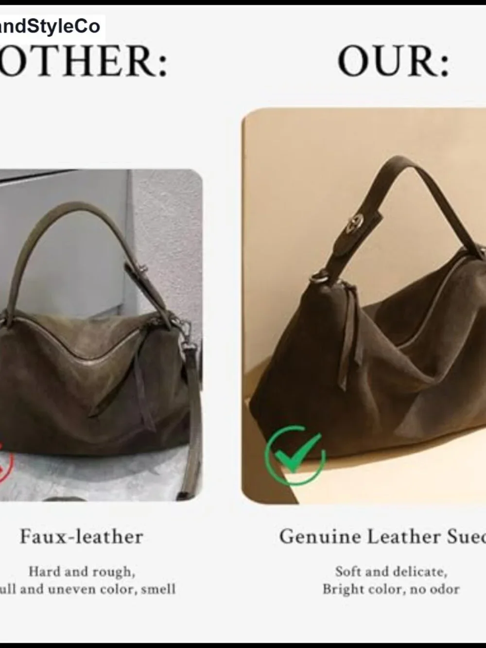 Genuine Leather Suede Women's Tote Bag Hobo Shoulder Crossbody Purse